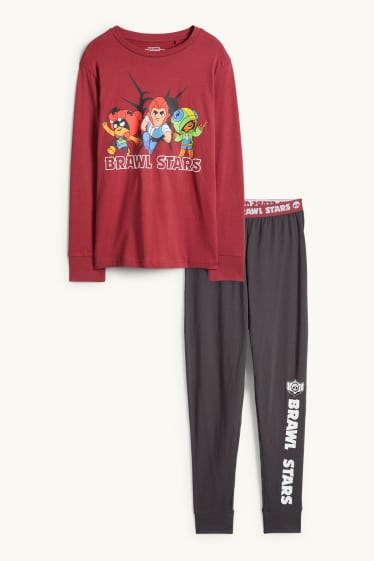 Kinder Buben - Brawl Stars - Pyjama - 2 teilig - rot / grau