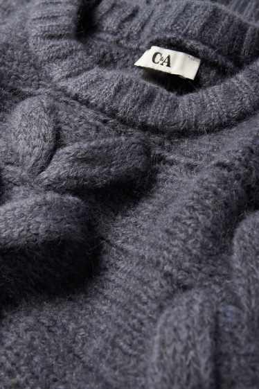 Femmes - Pull - motif tressé - bleu foncé