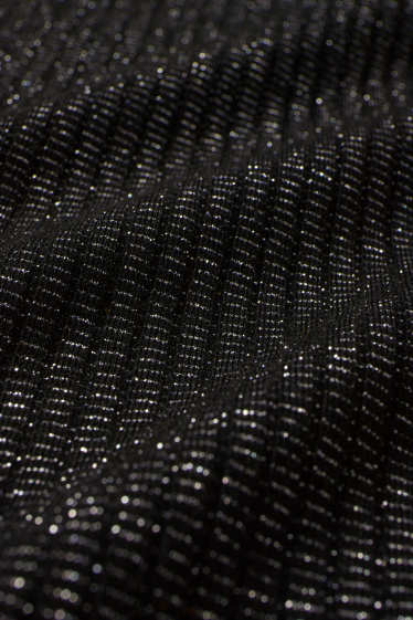 Donna - Maglione - a coste - brillante - nero