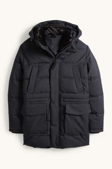 Home - Parca embuatada amb caputxa - repel·lent a l’aigua - blau fosc