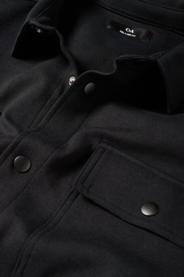 Hommes - Veste-chemise - relaxed fit - col kent - noir