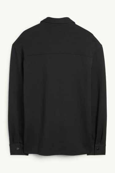 Hommes - Veste-chemise - relaxed fit - col kent - noir