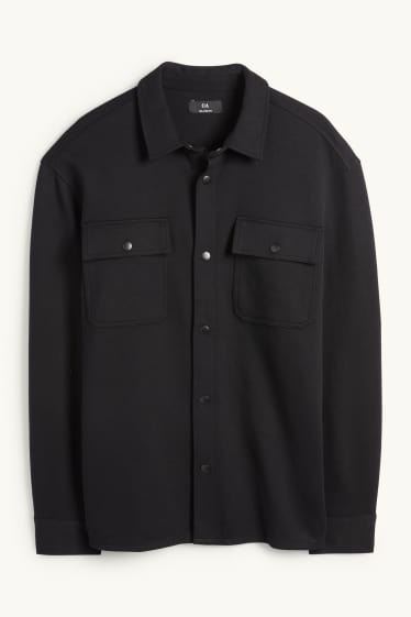Hommes - Veste-chemise - relaxed fit - col kent - noir