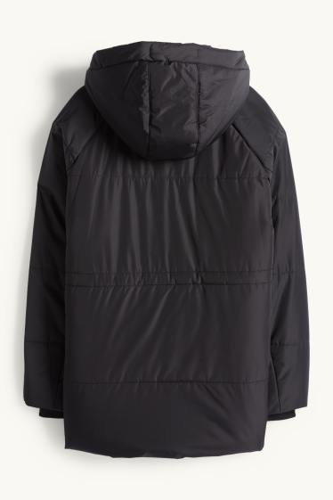 Women - Quilted jacket with hood - black