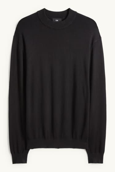 Heren - Fijngebreide trui - zwart