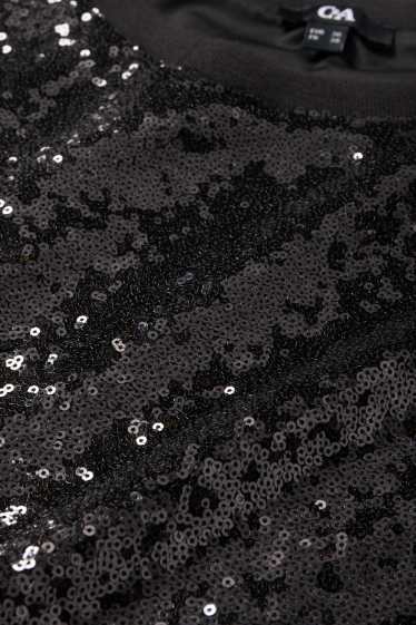Donna - Blusa di paillettes - in rete - nero