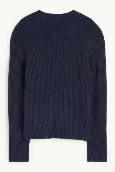 Femmes - Pull - finition côtelée - bleu foncé