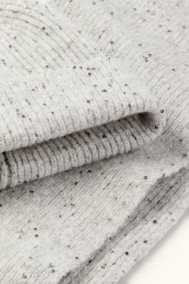 Copii - Fete - Set - căciulă și fular - reiate - gri deschis