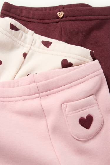 Bébés filles - Lot de 3 - cœur - leggings chauds pour bébé - doublure en peluche - rose