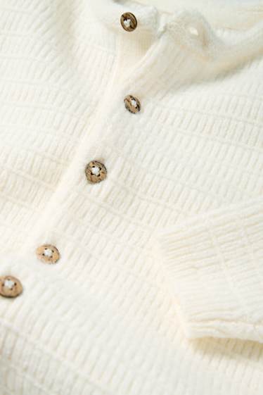 Unisex - Gebreide babyjumpsuit - met structuur - wit