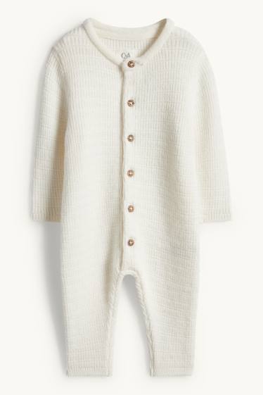 Unisex - Gebreide babyjumpsuit - met structuur - wit