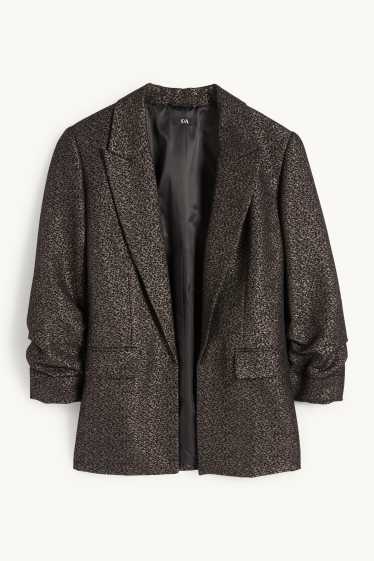 Dona - Blazer formal - regular fit - brillant - estampat de lleopard - negre