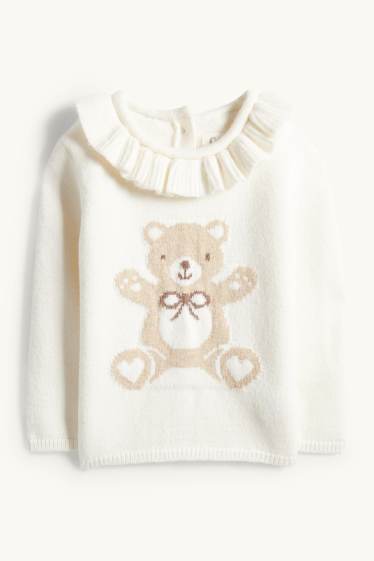 Bébés filles - Teddy bear - pull pour bébé - blanc crème