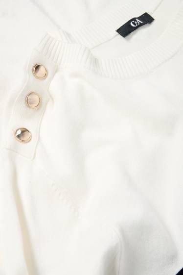 Damen - Pullover - gestreift - weiss / schwarz