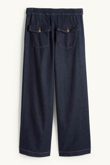 Damen - Wide Leg Jeans - Mid Waist - dunkeljeansblau