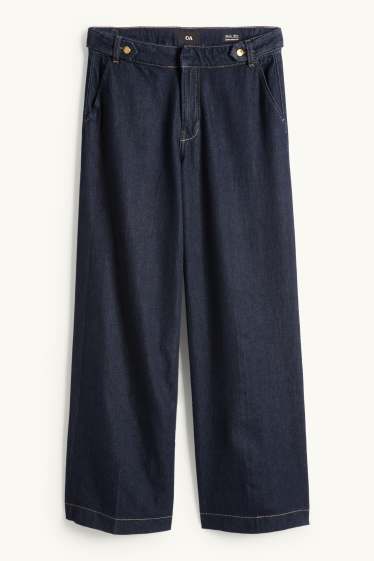 Damen - Wide Leg Jeans - Mid Waist - dunkeljeansblau