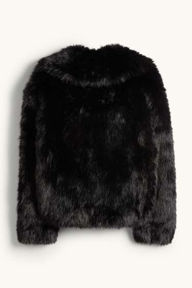 Femmes - Veste en imitation fourrure - noir