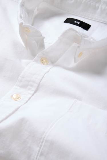 Bărbați - Cămașă - regular fit - guler cu nasturi - alb