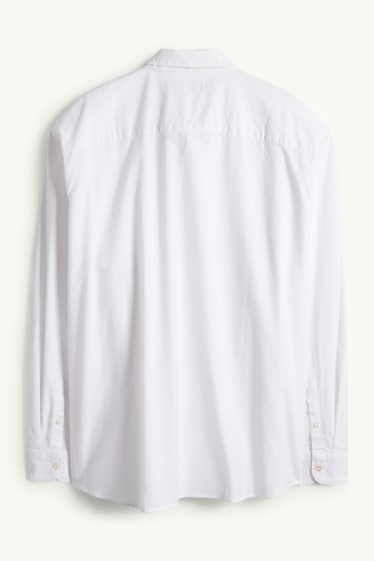 Bărbați - Cămașă - regular fit - guler cu nasturi - alb