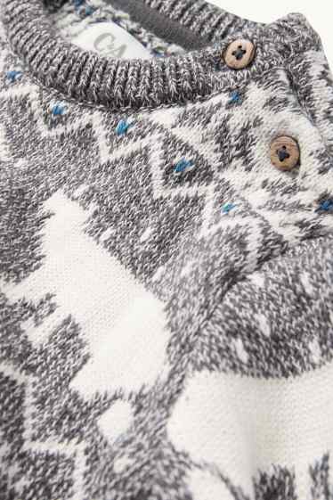 Nadó nen - Os polar - jersei per a nadó - estampat - blanc/gris