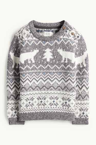 Nadó nen - Os polar - jersei per a nadó - estampat - blanc/gris