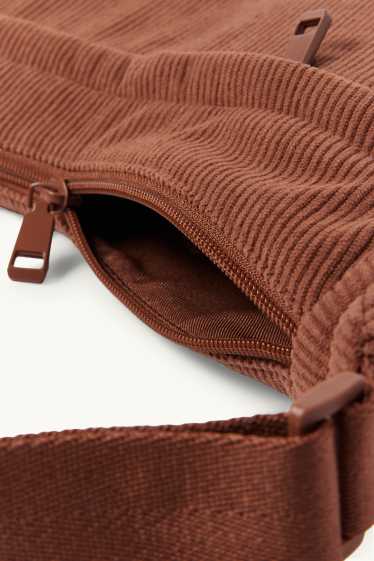 Dames - Schoudertas van corduroy - bruin