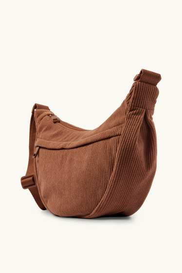 Dames - Schoudertas van corduroy - bruin