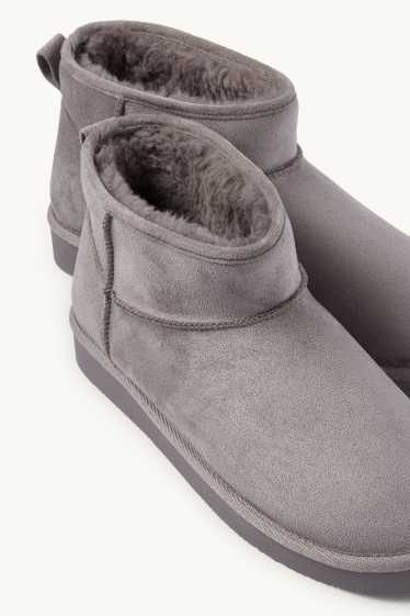Dames - Enkellaarzen - imitatiesuède - grijs