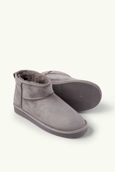 Dames - Enkellaarzen - imitatiesuède - grijs