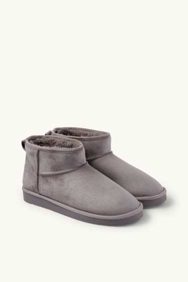 Dames - Enkellaarzen - imitatiesuède - grijs