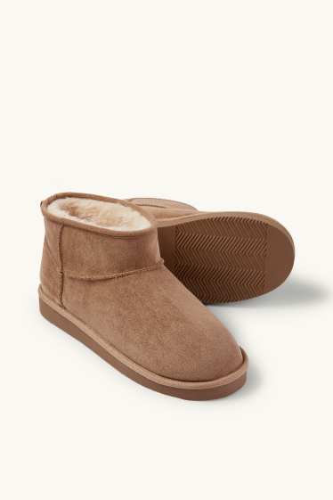 Femmes - Ankle Boots - faux suède - marron clair