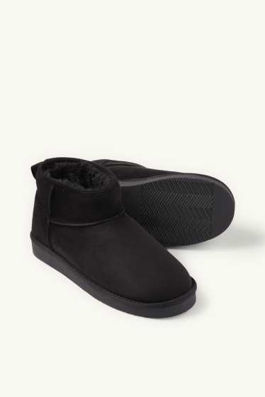 Damen - Ankle Boots - Velourslederimitat - schwarz