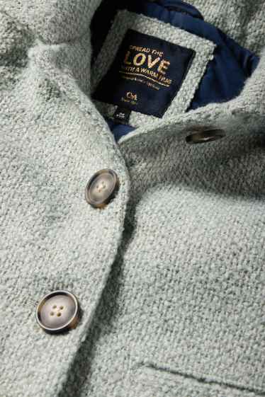 Kinderen: meisjes - Set - jas met capuchon en sjaal - gevoerd - 2-delig - mintgroen