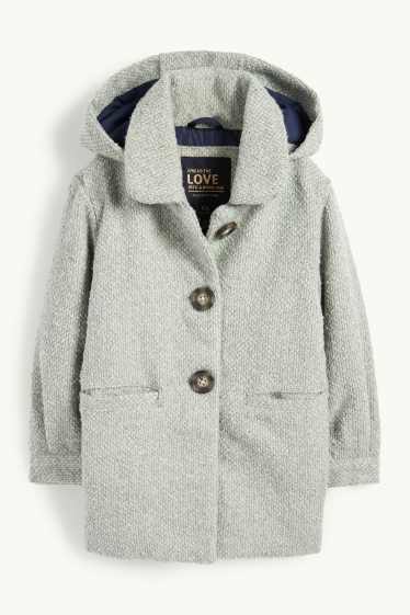 Kinderen: meisjes - Set - jas met capuchon en sjaal - gevoerd - 2-delig - mintgroen