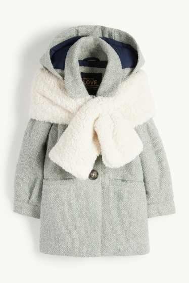 Kinderen: meisjes - Set - jas met capuchon en sjaal - gevoerd - 2-delig - mintgroen