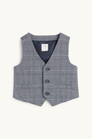 Miminka - chlapci - Vánoční outfit pro miminka - 3dílný - kostkovaný - tmavomodrá/bílá