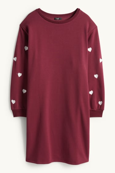 Damen - Sweatkleid - Straight Fit - bordeaux