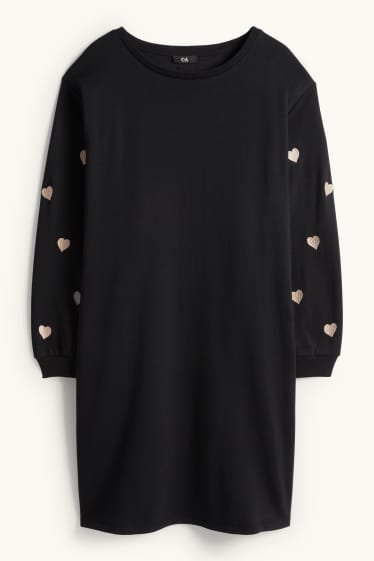 Damen - Sweatkleid - Straight Fit - schwarz