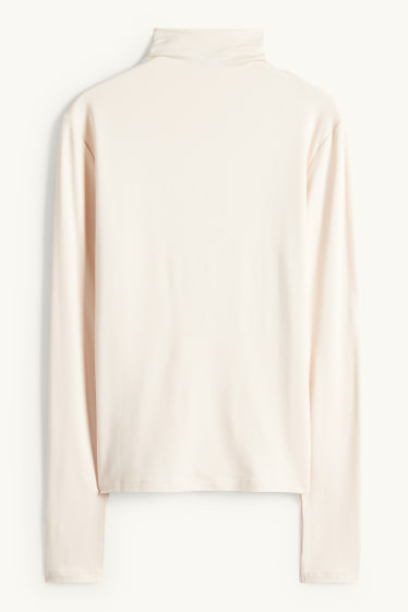 Dames - Longsleeve - regular fit - glanseffect - crème wit