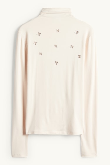 Dames - Longsleeve - regular fit - glanseffect - crème wit