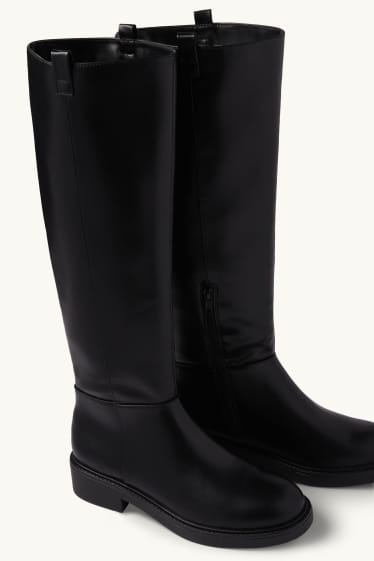 Damen - Stiefel - Lederimitat - schwarz