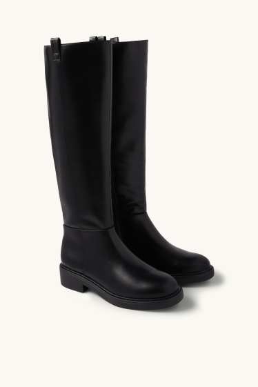 Damen - Stiefel - Lederimitat - schwarz