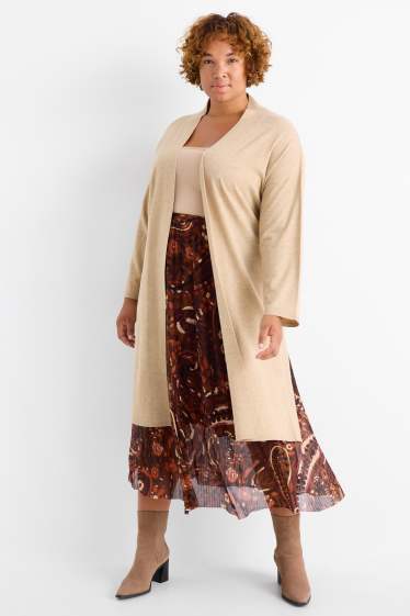 Femmes - Jupe en maille-filet - à motif - marron