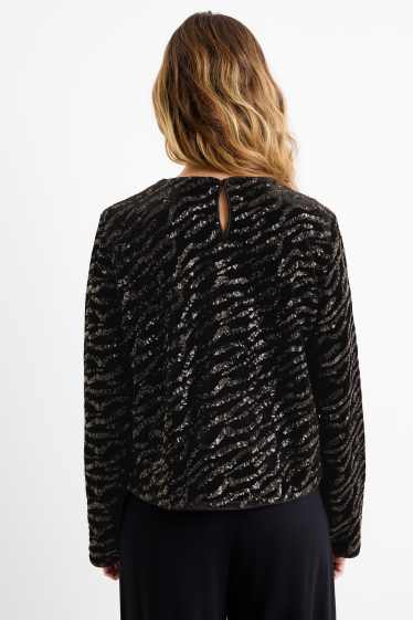 Donna - Blusa di velluto e paillettes - nero