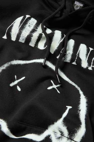 Uomo - Felpa con cappuccio oversize - Nirvana - nero