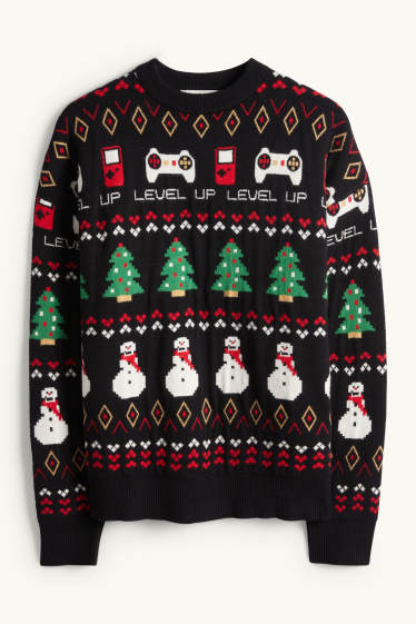 Kinderen: jongens - Gaming - kersttrui - zwart