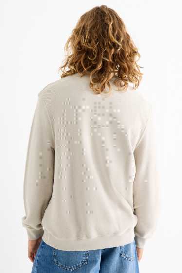 Men - Sweatshirt - textured - light beige
