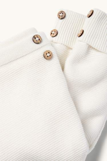 Unisex - Knitted baby leggings - plush-lined - ribbed - white