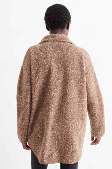 Damen - Bouclé-Funktions-Sweatjacke - braun