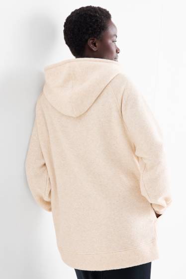 Women - Terry cloth hooded jumper - light beige
